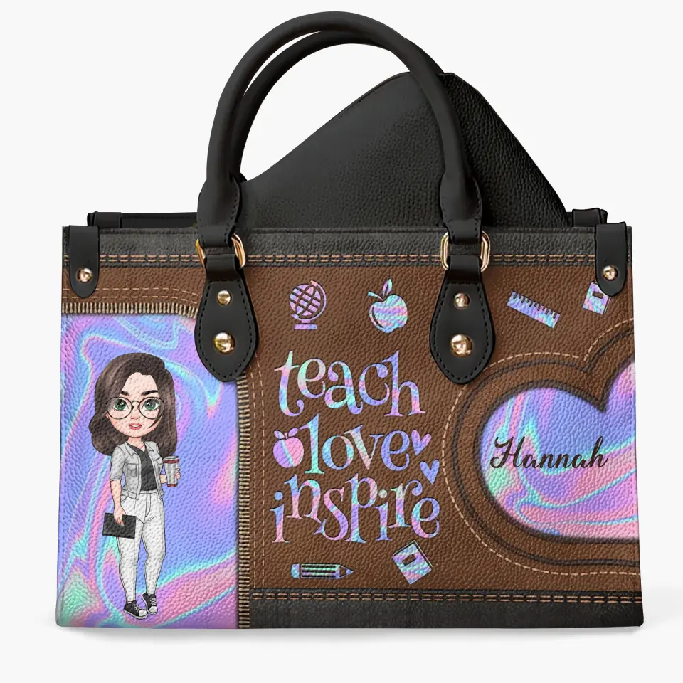 Personalized Leather Bag - Teacher's Day, Birthday Gift For Teacher - Love Being A Teacher ARND005