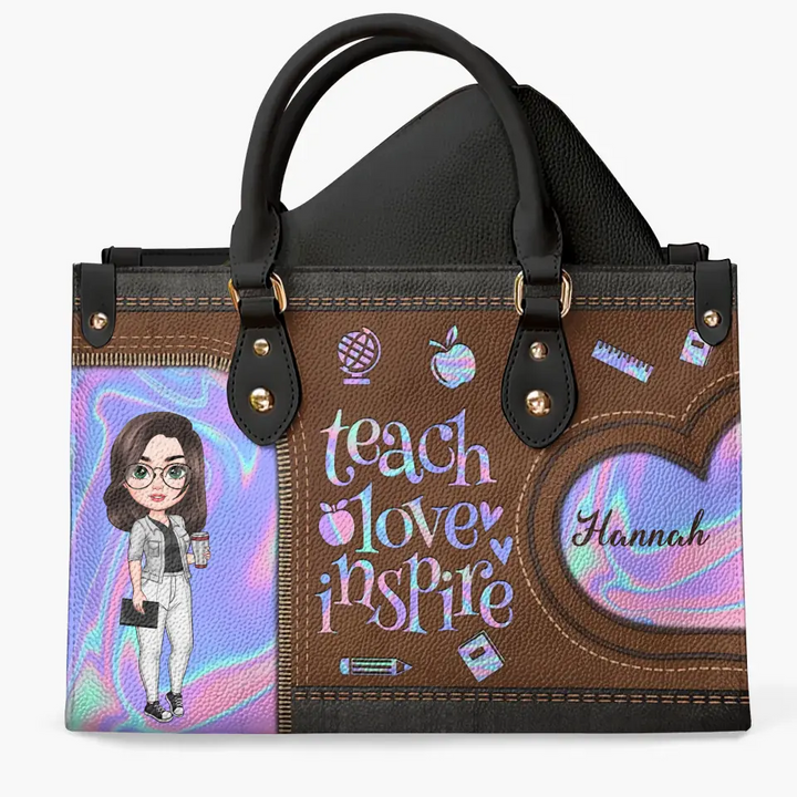 Personalized Leather Bag - Teacher's Day, Birthday Gift For Teacher - Love Being A Teacher ARND005