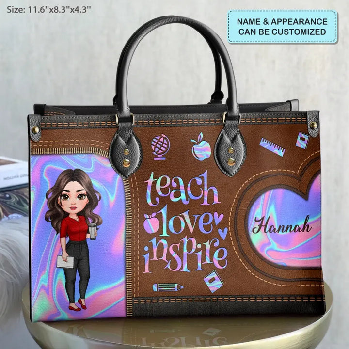 Personalized Leather Bag - Teacher's Day, Birthday Gift For Teacher - Love Being A Teacher ARND005