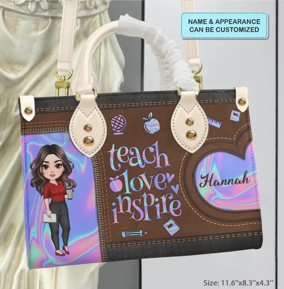 Personalized Leather Bag - Teacher's Day, Birthday Gift For Teacher - Love Being A Teacher ARND005