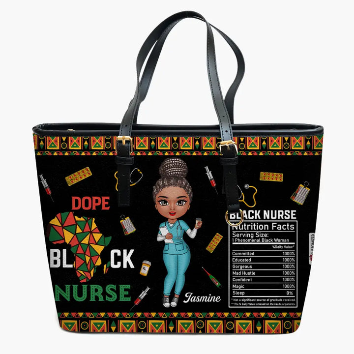 Personalized Leather Bucket Bag - Birthday, Nurse's Day Gift For Nurse - Dope Black Nurse Juneteenth ARND0014