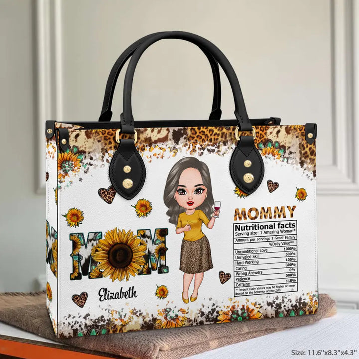 Personalized Leather Bag - Mother's Day, Birthday Gift For Mom, Grandma - Mom Nutrition Facts ARND018