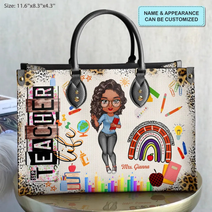 Personalized Leather Bag - Teacher's Day, Birthday Gift For Teacher - Teacher Life ARND018