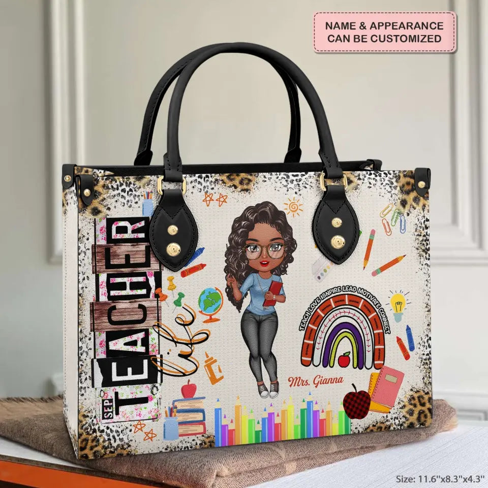 Personalized Leather Bag - Teacher's Day, Birthday Gift For Teacher - Teacher Life ARND018