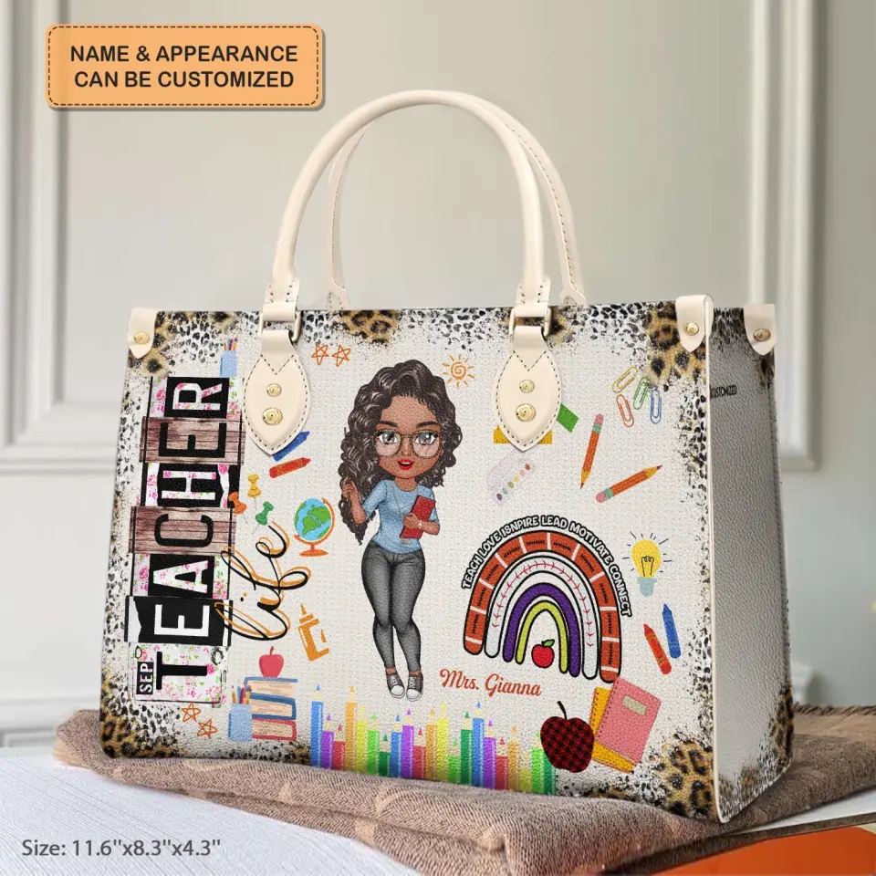 Personalized Leather Bag - Teacher's Day, Birthday Gift For Teacher - Teacher Life ARND018