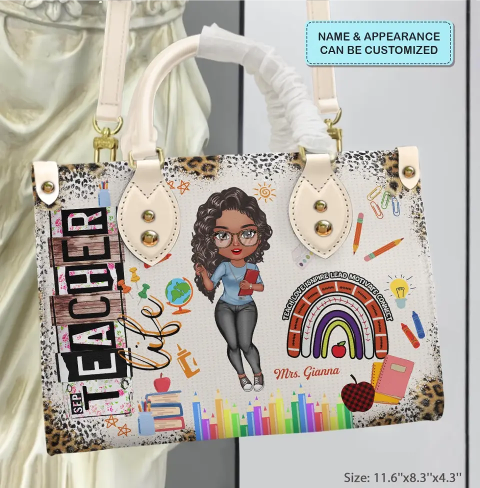 Personalized Leather Bag - Teacher's Day, Birthday Gift For Teacher - Teacher Life ARND018