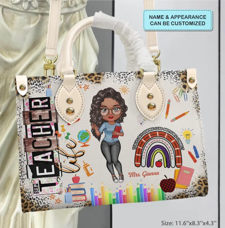 Personalized Leather Bag - Teacher's Day, Birthday Gift For Teacher - Teacher Life ARND018