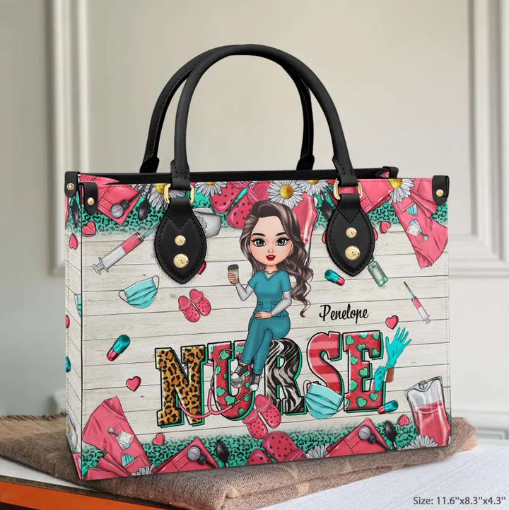 Personalized Leather Bag - Birthday, Nurse's Day Gift For Nurse - Nursing Is A Work Of Heart ARND005