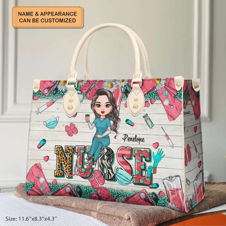 Personalized Leather Bag - Birthday, Nurse's Day Gift For Nurse - Nursing Is A Work Of Heart ARND005