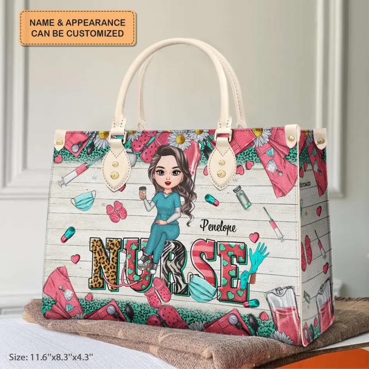 Personalized Leather Bag - Birthday, Nurse's Day Gift For Nurse - Nursing Is A Work Of Heart ARND005