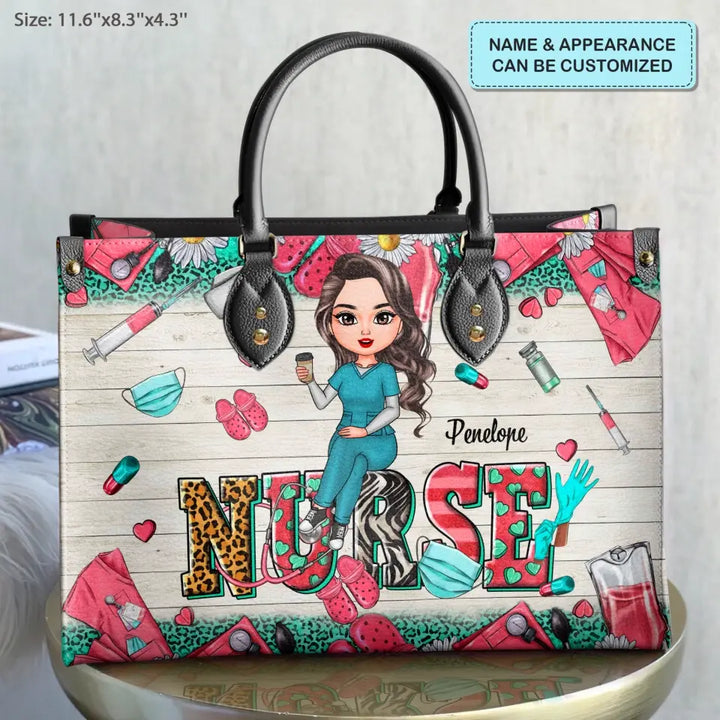Personalized Leather Bag - Birthday, Nurse's Day Gift For Nurse - Nursing Is A Work Of Heart ARND005
