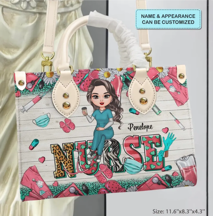 Personalized Leather Bag - Birthday, Nurse's Day Gift For Nurse - Nursing Is A Work Of Heart ARND005