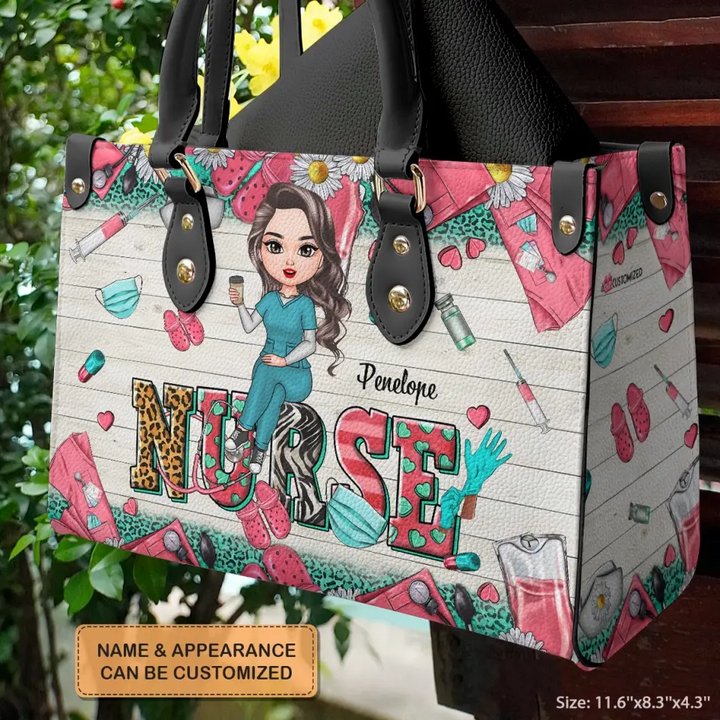Personalized Leather Bag - Birthday, Nurse's Day Gift For Nurse - Nursing Is A Work Of Heart ARND005