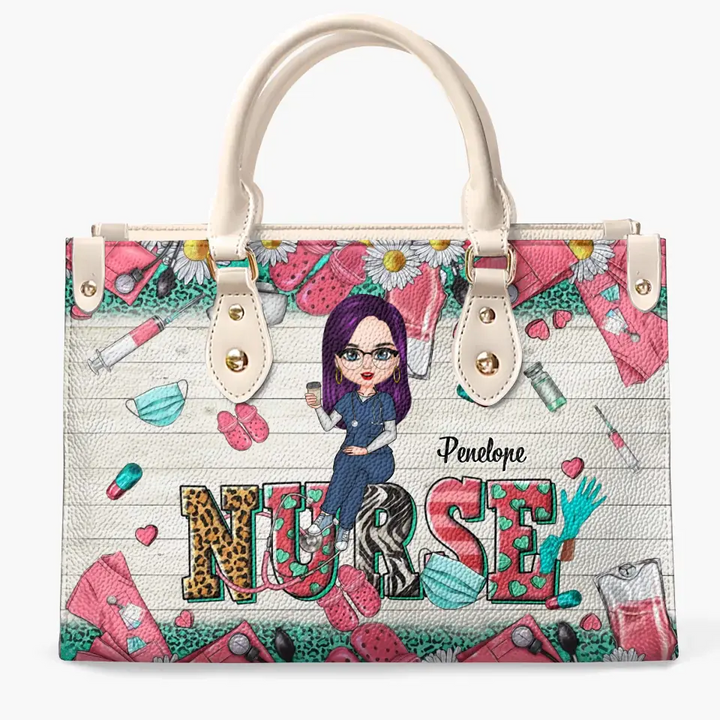 Personalized Leather Bag - Birthday, Nurse's Day Gift For Nurse - Nursing Is A Work Of Heart ARND005