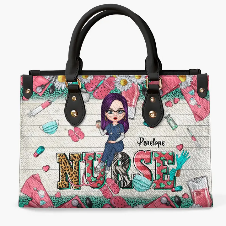 Personalized Leather Bag - Birthday, Nurse's Day Gift For Nurse - Nursing Is A Work Of Heart ARND005