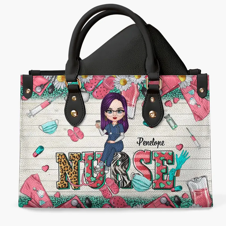 Personalized Leather Bag - Birthday, Nurse's Day Gift For Nurse - Nursing Is A Work Of Heart ARND005