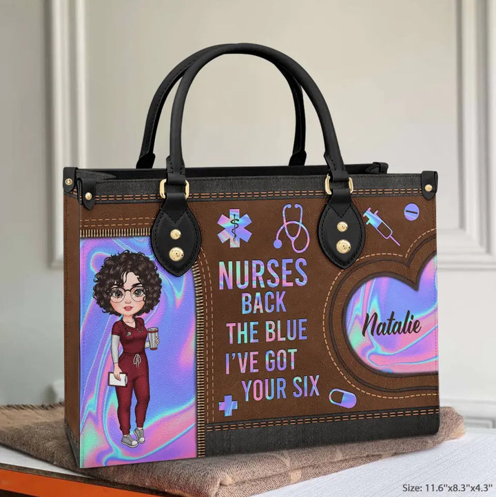 Personalized Leather Bag - Birthday, Nurse's Day Gift For Nurse - Nurses Back The Blue ARND018