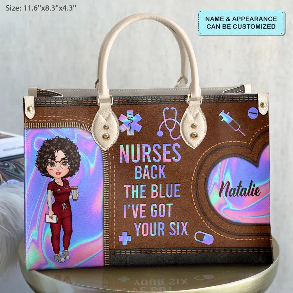 Personalized Leather Bag - Birthday, Nurse's Day Gift For Nurse - Nurses Back The Blue ARND018