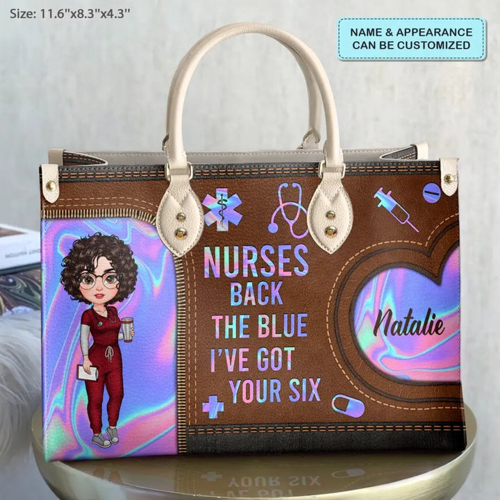 Personalized Leather Bag - Birthday, Nurse's Day Gift For Nurse - Nurses Back The Blue ARND018