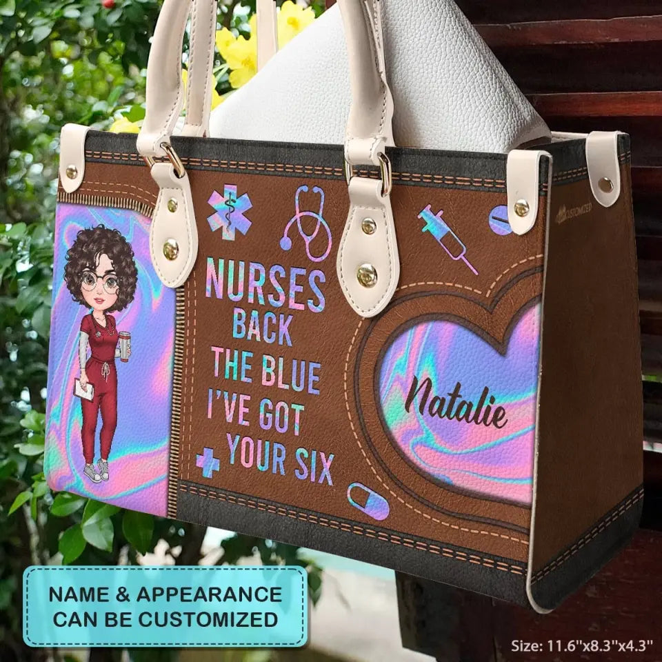 Personalized Leather Bag - Birthday, Nurse's Day Gift For Nurse - Nurses Back The Blue ARND018
