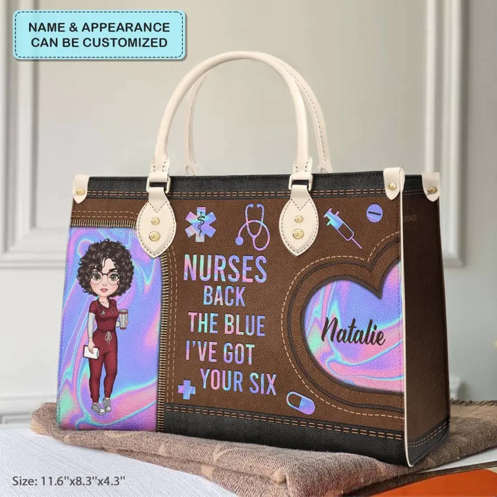 Personalized Leather Bag - Birthday, Nurse's Day Gift For Nurse - Nurses Back The Blue ARND018
