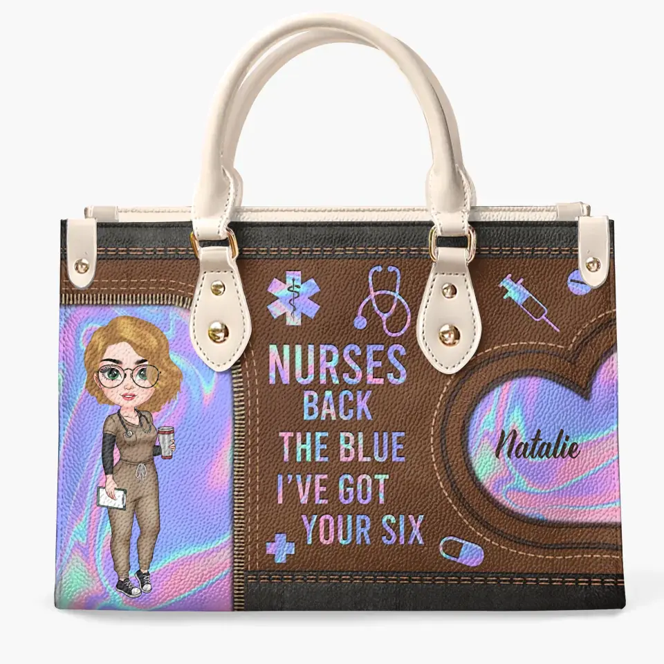 Personalized Leather Bag - Birthday, Nurse's Day Gift For Nurse - Nurses Back The Blue ARND018