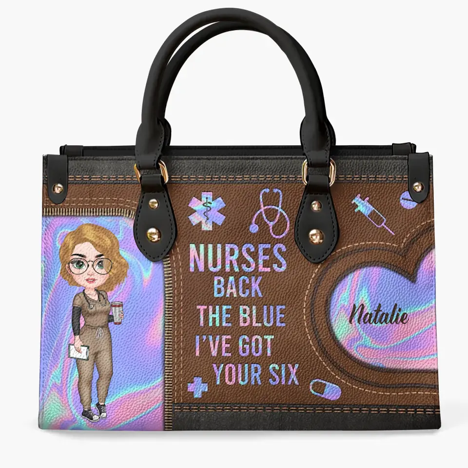 Personalized Leather Bag - Birthday, Nurse's Day Gift For Nurse - Nurses Back The Blue ARND018