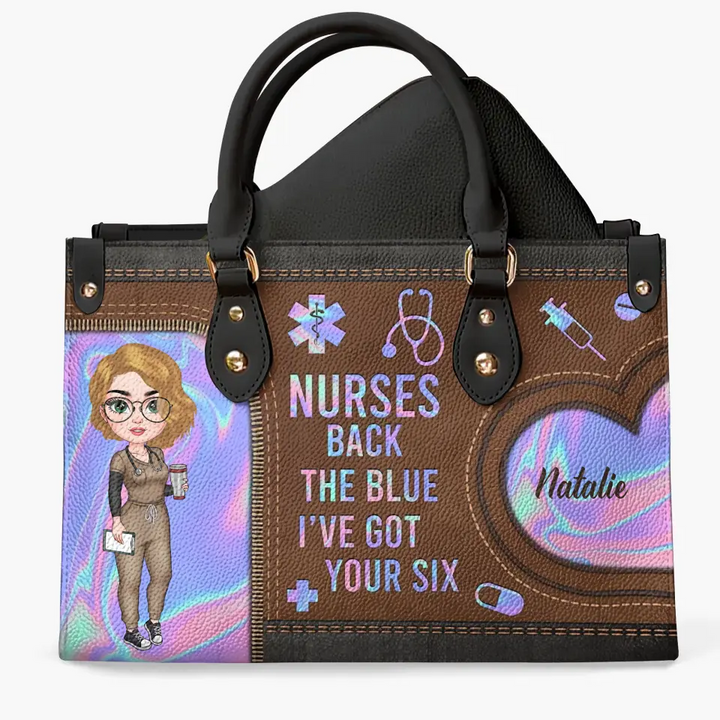 Personalized Leather Bag - Birthday, Nurse's Day Gift For Nurse - Nurses Back The Blue ARND018