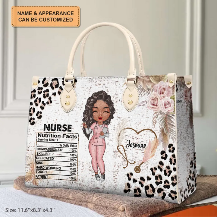 Personalized Leather Bag - Birthday, Nurse Week, Nurse's Day Gift For Nurse - Nurse Leopard ARND018