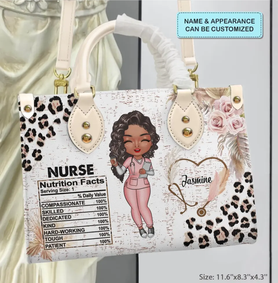 Personalized Leather Bag - Birthday, Nurse Week, Nurse's Day Gift For Nurse - Nurse Leopard ARND018