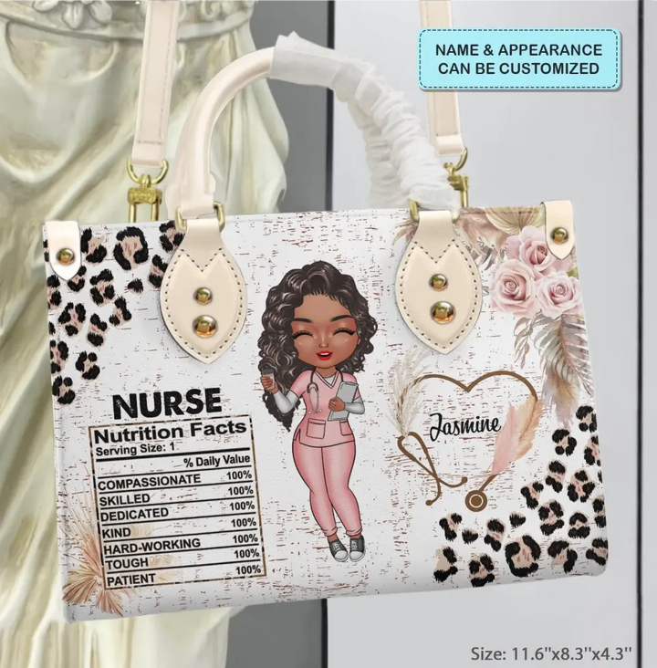 Personalized Leather Bag - Birthday, Nurse Week, Nurse's Day Gift For Nurse - Nurse Leopard ARND018