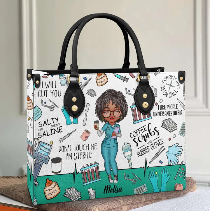 Personalized Leather Bag - Gift For Surgical Technologist - Salty Like Normal Saline ARND0014
