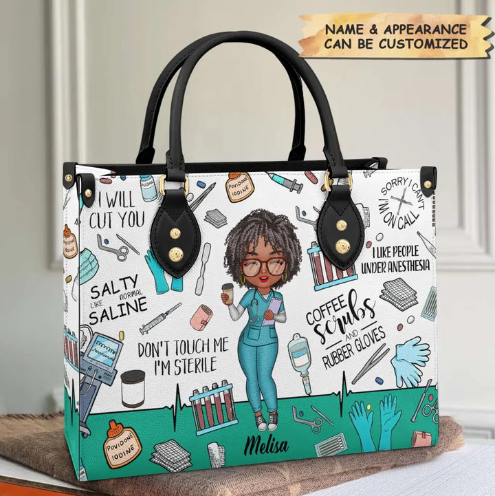 Personalized Leather Bag - Gift For Surgical Technologist - Salty Like Normal Saline ARND0014