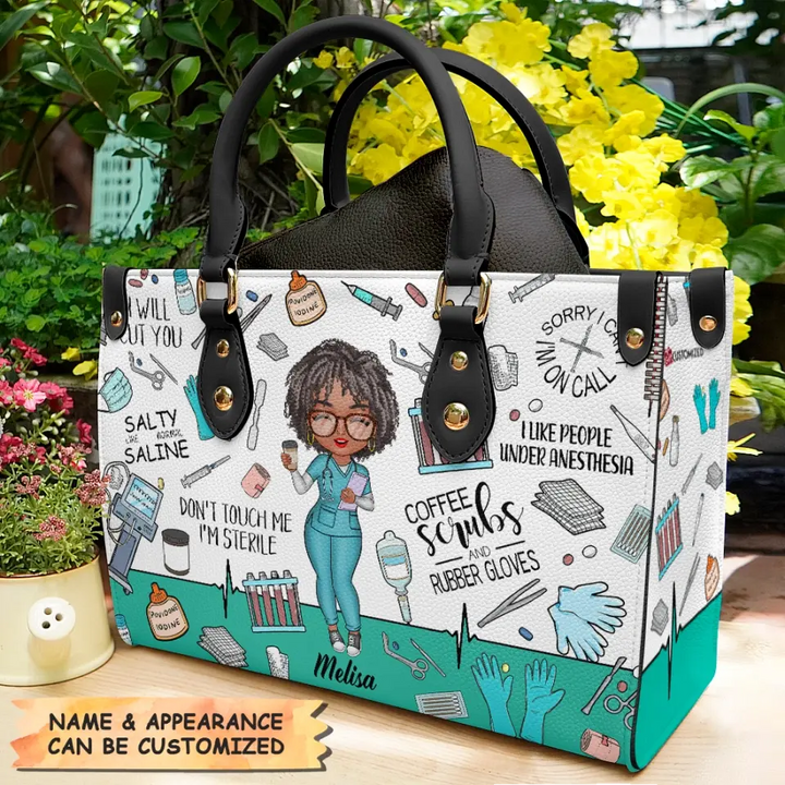 Personalized Leather Bag - Gift For Surgical Technologist - Salty Like Normal Saline ARND0014