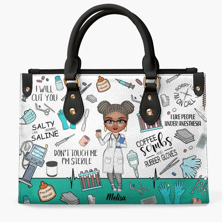 Personalized Leather Bag - Gift For Surgical Technologist - Salty Like Normal Saline ARND0014