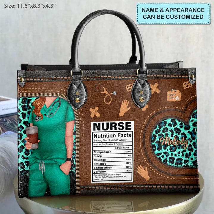 Personalized Leather Bag - Birthday, Nurse's Day Gift For Nurse - Nurse Nutritional Facts ARND005