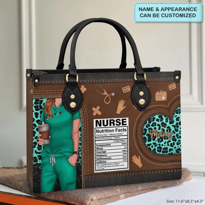 Personalized Leather Bag - Birthday, Nurse's Day Gift For Nurse - Nurse Nutritional Facts ARND005