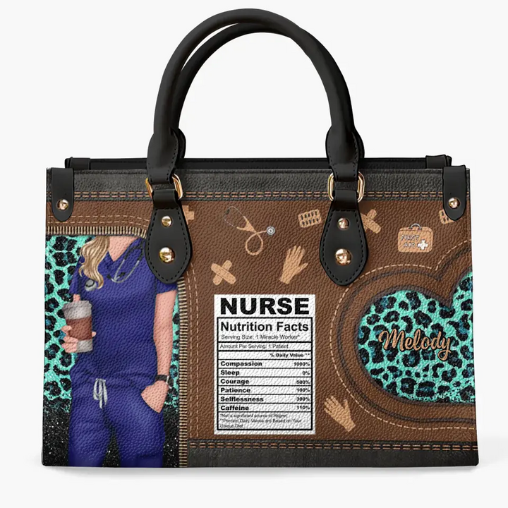 Personalized Leather Bag - Birthday, Nurse's Day Gift For Nurse - Nurse Nutritional Facts ARND005