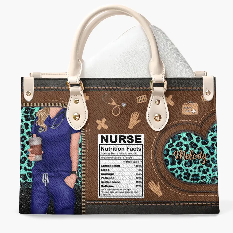 Personalized Leather Bag - Birthday, Nurse's Day Gift For Nurse - Nurse Nutritional Facts ARND005