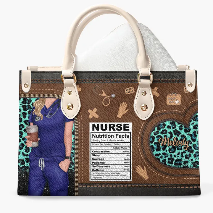 Personalized Leather Bag - Birthday, Nurse's Day Gift For Nurse - Nurse Nutritional Facts ARND005