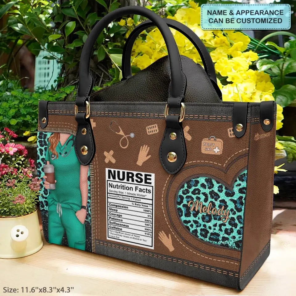 Personalized Leather Bag - Birthday, Nurse's Day Gift For Nurse - Nurse Nutritional Facts ARND005