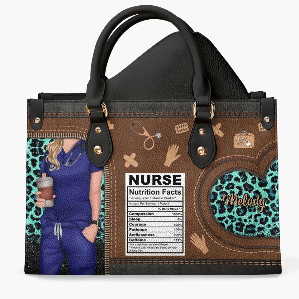 Personalized Leather Bag - Birthday, Nurse's Day Gift For Nurse - Nurse Nutritional Facts ARND005