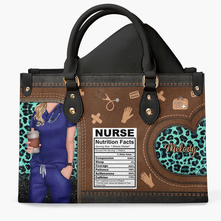 Personalized Leather Bag - Birthday, Nurse's Day Gift For Nurse - Nurse Nutritional Facts ARND005