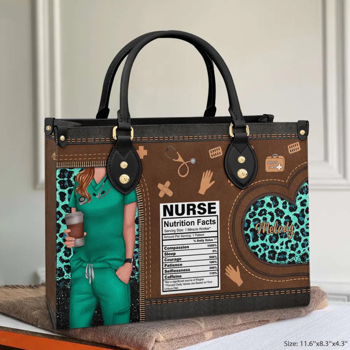 Personalized Leather Bag - Birthday, Nurse's Day Gift For Nurse - Nurse Nutritional Facts ARND005