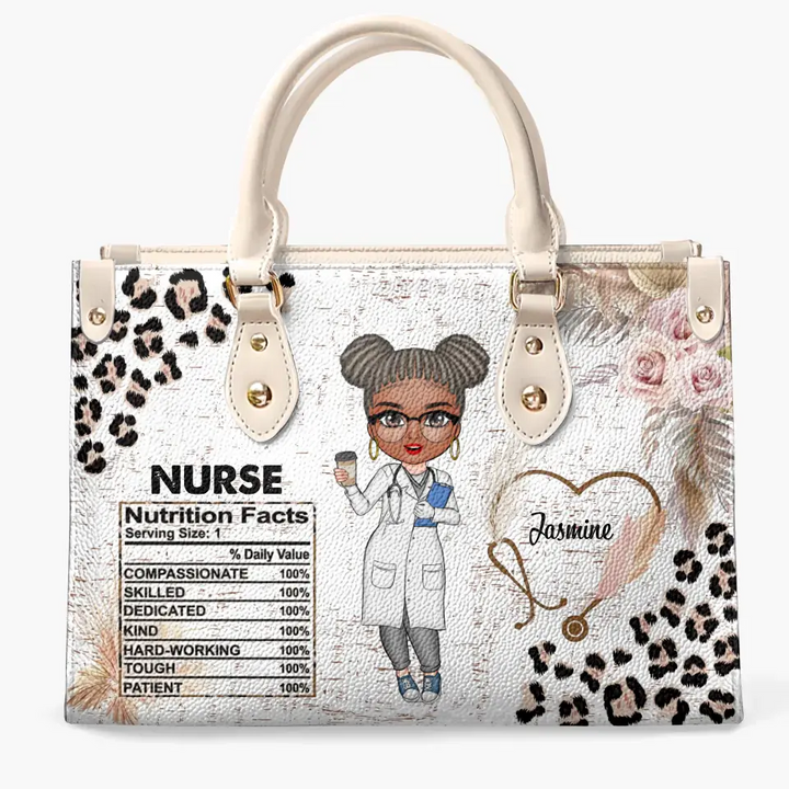 Personalized Leather Bag - Birthday, Nurse Week, Nurse's Day Gift For Nurse - Nurse Leopard ARND018