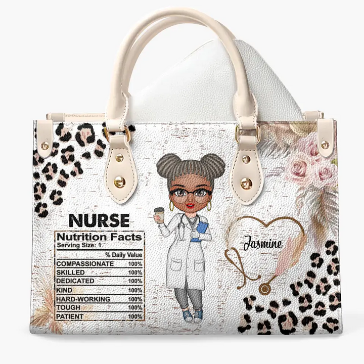 Personalized Leather Bag - Birthday, Nurse Week, Nurse's Day Gift For Nurse - Nurse Leopard ARND018
