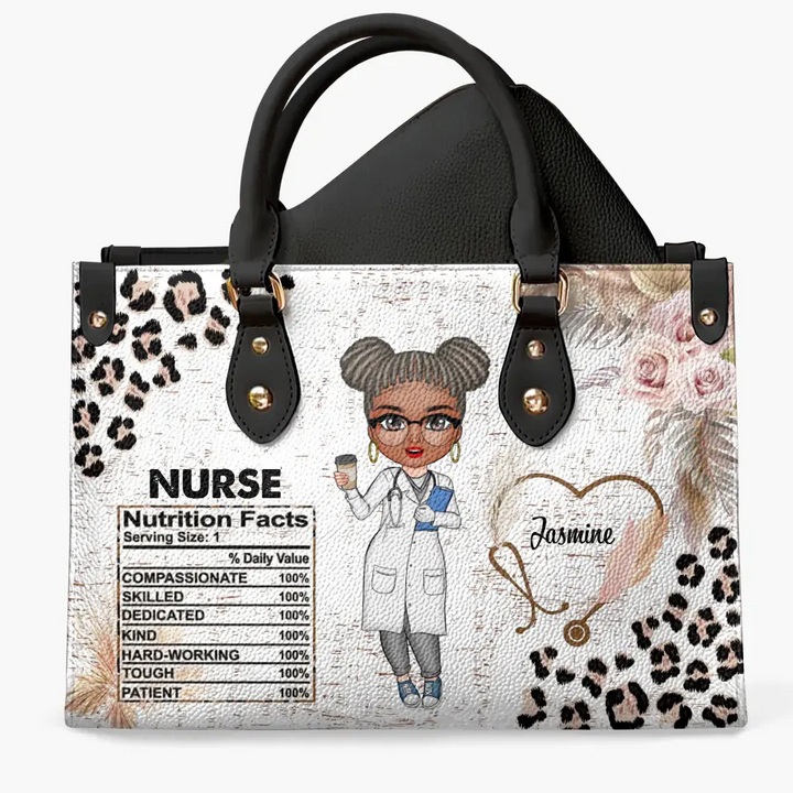 Personalized Leather Bag - Birthday, Nurse Week, Nurse's Day Gift For Nurse - Nurse Leopard ARND018