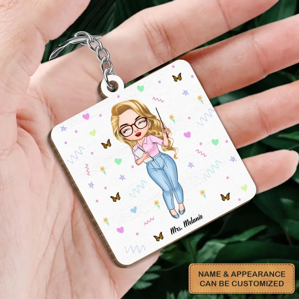 Personalized Wooden Keychain - Teacher's Day, Birthday Gift For Teacher - Teacher Daily Affirmations ARND018