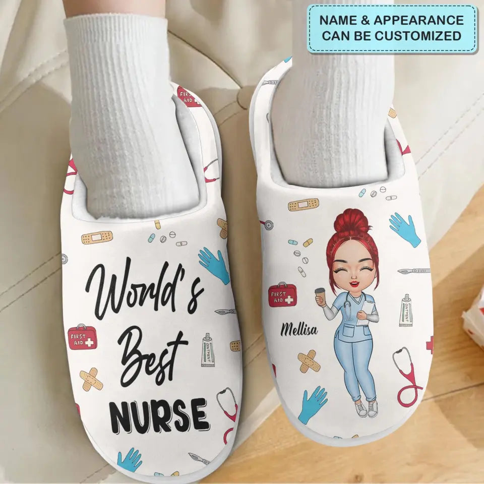 Personalized Slippers - Nurse's Day, Birthday Gift For Nurse - World's Best Nurse ARND005