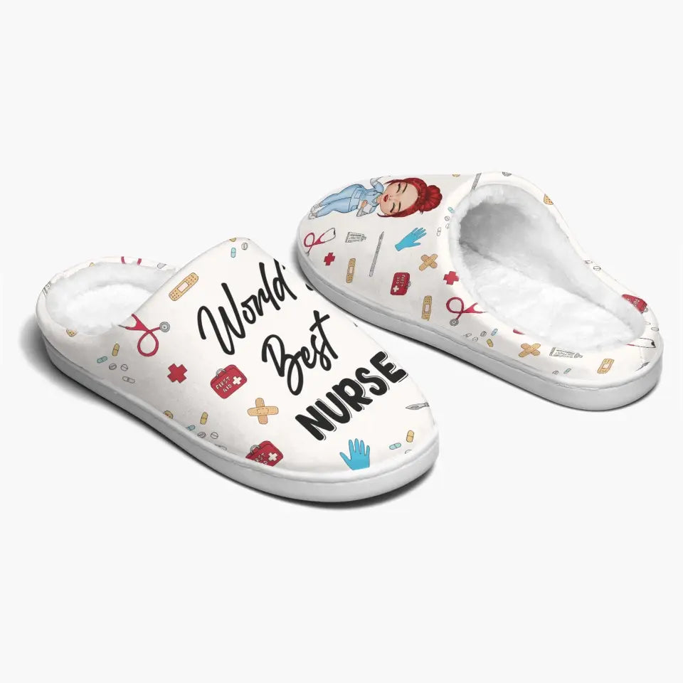 Personalized Slippers - Nurse's Day, Birthday Gift For Nurse - World's Best Nurse ARND005